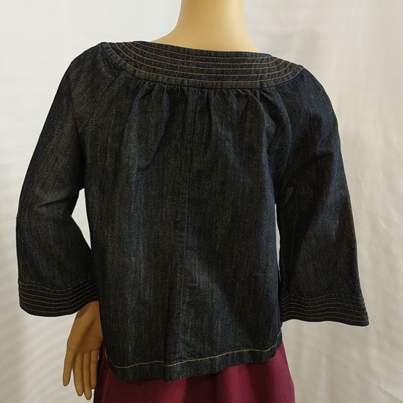 Ann Taylor denim dark Bolero Cape jacket M - Picture 7 of 8